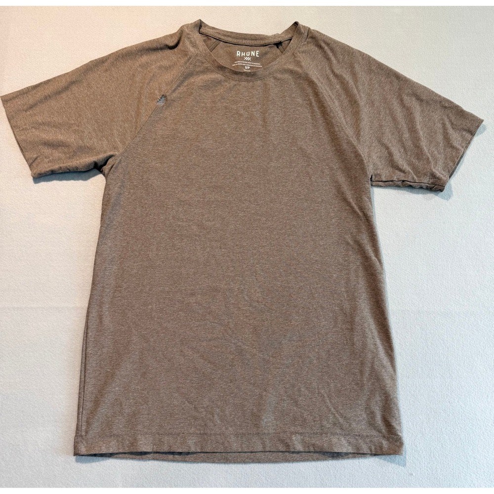 Rhone Reign Short Sleeve Training Shirt Mens Small Brown Heathered Performance